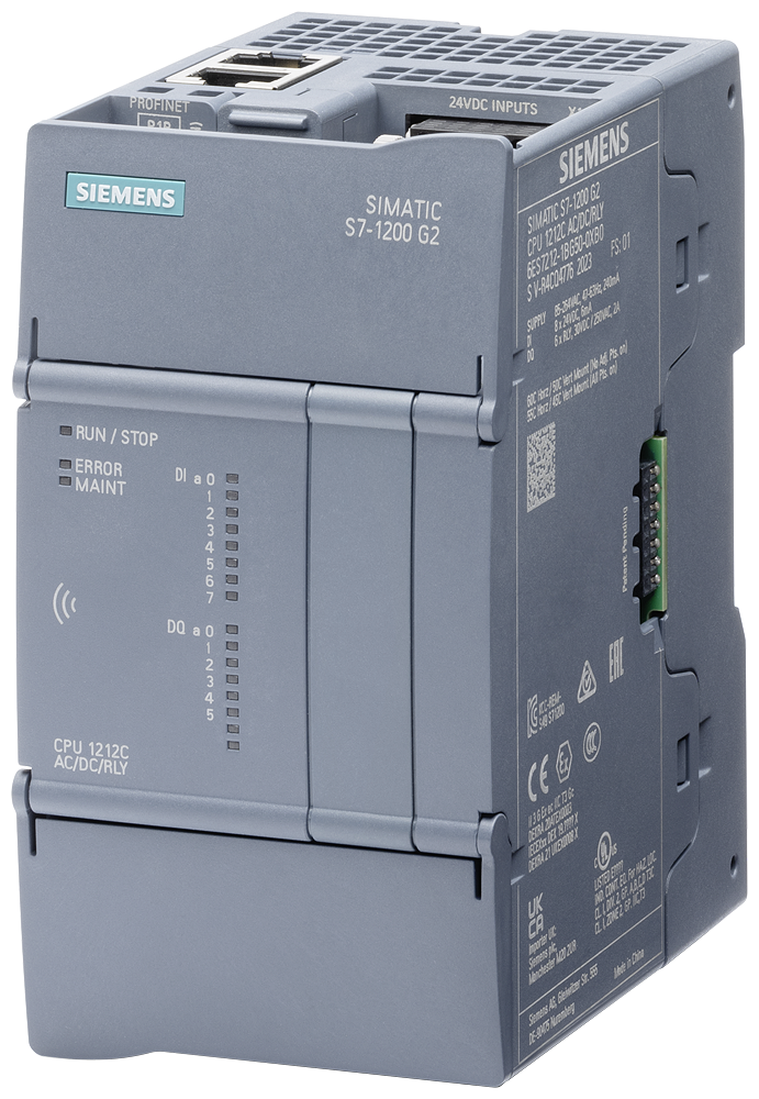 SIMATIC S7-1200 G2：Compact CPU 1212C DC/DC/DC；Power Supply: 20.4-28.8V DC; Onboard I/O：8x DI 24V DC；6x DO 24V DC；Storage: Program 150 KB Data：500 KB，Power-off Hold：20 KB 6ES7212-1AG50-0XB0